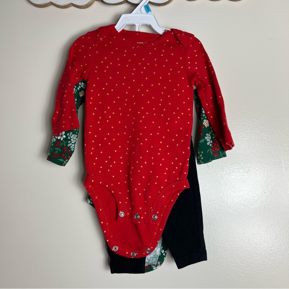Baby Girl Carter's 3-Piece Floral Holiday Outfit Set - Picture 4 of 8